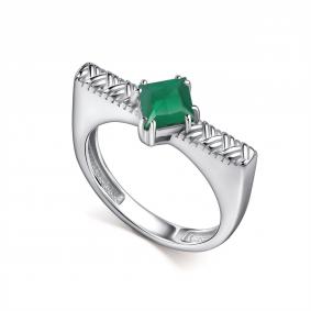 Серебряное кольцо АЛЬКОР 01-5517/00АГ-00 с агатом 01-5517/00АГ-00 фото