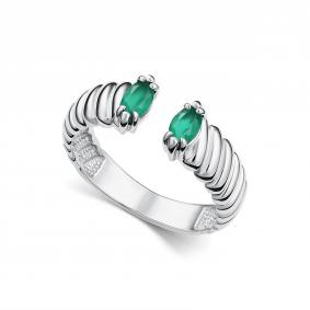 Серебряное кольцо АЛЬКОР 01-5518/00АГ-00 с агатом 01-5518/00АГ-00 фото