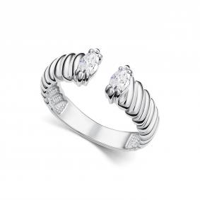 Серебряное кольцо АЛЬКОР 01-5518/00ГХ-00 с горным хрусталём 01-5518/00ГХ-00 фото