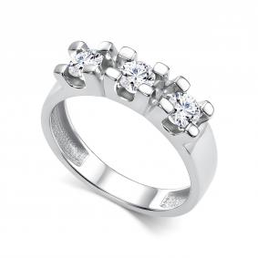 Серебряное кольцо АЛЬКОР 01-5519/00ГХ-00 с горным хрусталём 01-5519/00ГХ-00 фото
