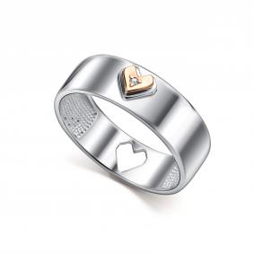 Серебряное кольцо АЛЬКОР 01-5524/000Б-00 с бриллиантом 01-5524/000Б-00 фото