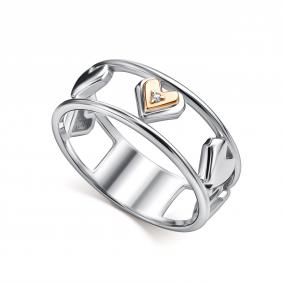 Серебряное кольцо АЛЬКОР с золотой накладкой и бриллиантом 01-5525/000Б-00 01-5525/000Б-00 фото