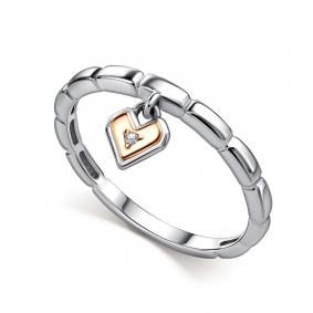 Серебряное кольцо АЛЬКОР с золотой накладкой и бриллиантом 01-5526/000Б-00 01-5526/000Б-00 фото