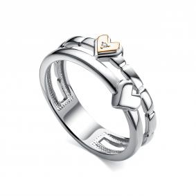 Серебряное кольцо АЛЬКОР с золотой накладкой и бриллиантом 01-5527/000Б-00 01-5527/000Б-00 фото