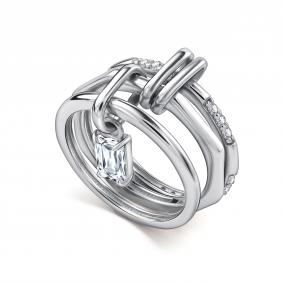 Серебряное кольцо АЛЬКОР 01-5547/00КЦ-00 с фианитом 01-5547/00КЦ-00 фото