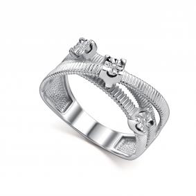 Серебряное кольцо АЛЬКОР 01-5577/000Б-00 с бриллиантом 01-5577/000Б-00 фото