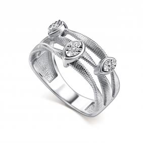 Серебряное кольцо АЛЬКОР 01-5578/000Б-00 с бриллиантом 01-5578/000Б-00 фото