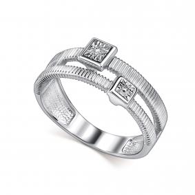 Серебряное кольцо АЛЬКОР 01-5579/000Б-00 с бриллиантом 01-5579/000Б-00 фото