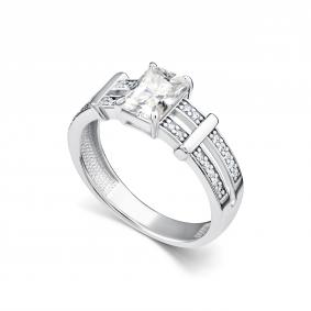 Серебряное кольцо АЛЬКОР 01-5680/00ГХ-00 с фианитом и горным хрусталём 01-5680/00ГХ-00 фото