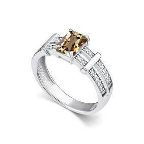 Серебряное кольцо АЛЬКОР 01-5680/00СТ-00 с фианитом и султанитом 01-5680/00СТ-00 фото