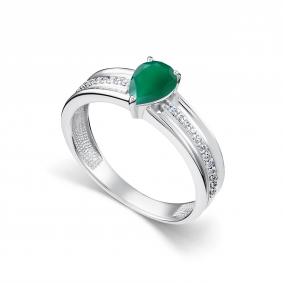 Серебряное кольцо АЛЬКОР 01-5681/00АГ-00 с фианитом и агатом 01-5681/00АГ-00 фото