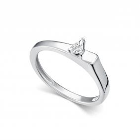 Серебряное кольцо АЛЬКОР 01-5690/000Б-00 с бриллиантом 01-5690/000Б-00 фото