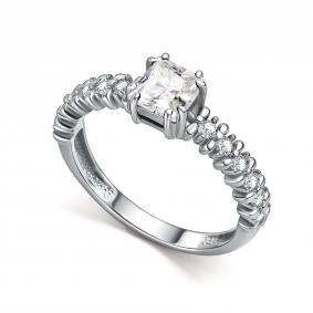 Серебряное кольцо АЛЬКОР 01-5718/00ГХ-00 с фианитом и горным хрусталём 01-5718/00ГХ-00 фото