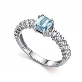 Серебряное кольцо АЛЬКОР 01-5718/00ТБ-00 с топазом и фианитом 01-5718/00ТБ-00 фото