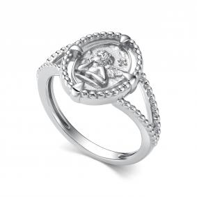 Серебряное кольцо АЛЬКОР 01-5726/000Б-00 с бриллиантом 01-5726/000Б-00 фото