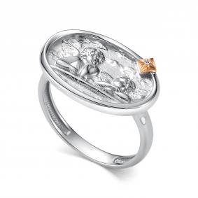 Серебряное кольцо АЛЬКОР с золотой накладкой и бриллиантом 01-5728/000Б-00 01-5728/000Б-00 фото