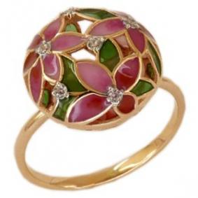 Золотое кольцо Золотые узоры 01-5731 с эмалью и цирконием 01-5731 фото