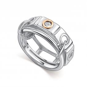 Серебряное кольцо АЛЬКОР с золотой накладкой и бриллиантом 01-5731/000Б-00 01-5731/000Б-00 фото