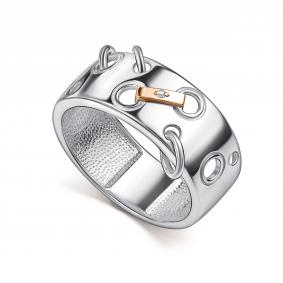 Серебряное кольцо АЛЬКОР с золотой накладкой и бриллиантом 01-5732/000Б-00 01-5732/000Б-00 фото