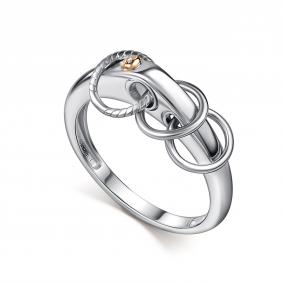 Серебряное кольцо АЛЬКОР с золотой накладкой и бриллиантом 01-5733/000Б-00 01-5733/000Б-00 фото