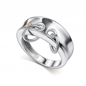 Серебряное кольцо АЛЬКОР с золотой накладкой и бриллиантом 01-5735/000Б-00 01-5735/000Б-00 фото