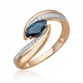 Золотое кольцо Platina 01-5738-00-105-1110 с бриллиантом и сапфиром 01-5738-00-105-1110 фото