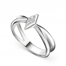 Серебряное кольцо АЛЬКОР 01-5740/000Б-00 с бриллиантом 01-5740/000Б-00 фото