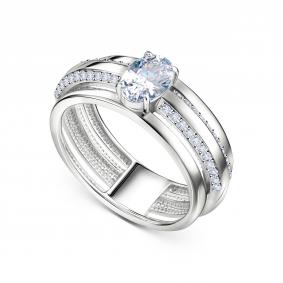 Серебряное кольцо АЛЬКОР 01-5753/00КЦ-00 с фианитом 01-5753/00КЦ-00 фото