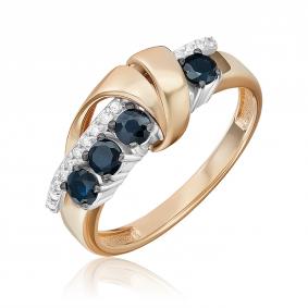 Кольцо из комбинированного золота Platina 01-5755-00-105-1111 с бриллиантом и сапфиром 01-5755-00-105-1111 фото