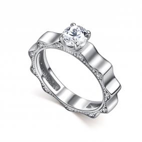 Серебряное кольцо АЛЬКОР 01-5759/00КЦ-00 с фианитом 01-5759/00КЦ-00 фото