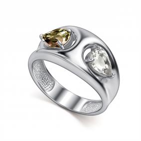 Серебряное кольцо АЛЬКОР 01-5772/ГХСТ-00 с горным хрусталём и султанитом 01-5772/ГХСТ-00 фото
