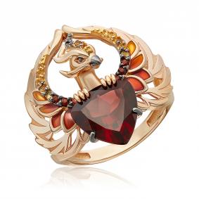 Золотое кольцо Platina 01-5775-00-722-1110 с цитрином, гранатом и эмалью 01-5775-00-722-1110 фото