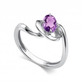Серебряное кольцо АЛЬКОР 01-5786/00АМ-00 с аметистом 01-5786/00АМ-00 фото