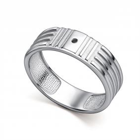 Серебряное кольцо АЛЬКОР 01-5794/00ЧБ-00 с чёрным бриллиантом 01-5794/00ЧБ-00 фото