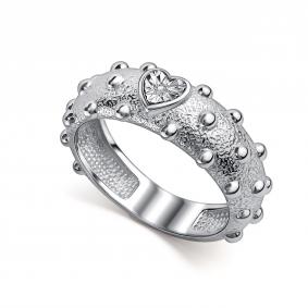 Серебряное кольцо АЛЬКОР 01-5804/000Б-00 с бриллиантом 01-5804/000Б-00 фото