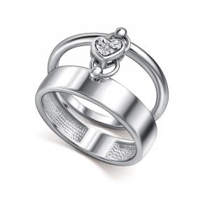 Серебряное кольцо АЛЬКОР 01-5805/000Б-00 с бриллиантом 01-5805/000Б-00 фото