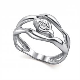 Серебряное кольцо АЛЬКОР 01-5807/000Б-00 с бриллиантом 01-5807/000Б-00 фото