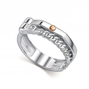Серебряное кольцо АЛЬКОР с золотой накладкой и бриллиантом 01-5816/000Б-00 01-5816/000Б-00 фото