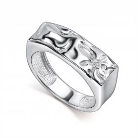Серебряное кольцо АЛЬКОР 01-5856/000Б-00 с бриллиантом 01-5856/000Б-00 фото