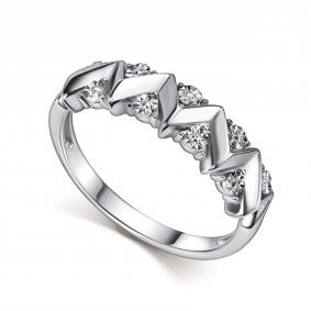 Серебряное кольцо АЛЬКОР 01-5857/000Б-00 с бриллиантом 01-5857/000Б-00 фото