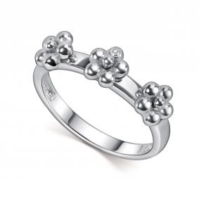Серебряное кольцо АЛЬКОР 01-5867/000Б-00 с бриллиантом 01-5867/000Б-00 фото