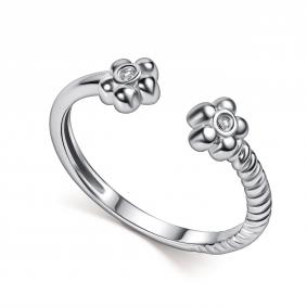 Серебряное кольцо АЛЬКОР 01-5868/000Б-00 с бриллиантом 01-5868/000Б-00 фото