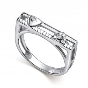 Серебряное кольцо АЛЬКОР 01-5891/000Б-00 с бриллиантом 01-5891/000Б-00 фото