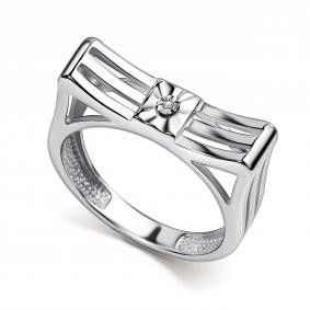 Серебряное кольцо АЛЬКОР 01-5893/000Б-00 с бриллиантом 01-5893/000Б-00 фото