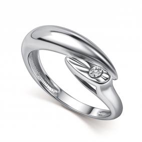 Серебряное кольцо АЛЬКОР 01-5895/000Б-00 с бриллиантом 01-5895/000Б-00 фото