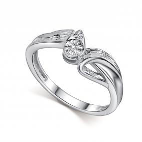 Серебряное кольцо АЛЬКОР 01-5905/000Б-00 с бриллиантом 01-5905/000Б-00 фото
