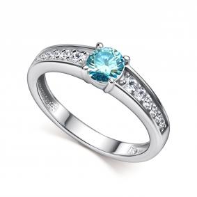 Серебряное кольцо АЛЬКОР 01-5910/003М-00 с фианитом и муассанитом 01-5910/003М-00 фото