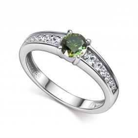 Серебряное кольцо АЛЬКОР 01-5910/004М-00 с фианитом и муассанитом 01-5910/004М-00 фото