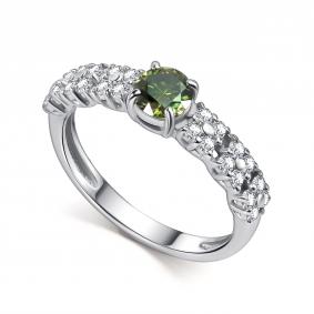 Серебряное кольцо АЛЬКОР 01-5912/004М-00 с фианитом и муассанитом 01-5912/004М-00 фото