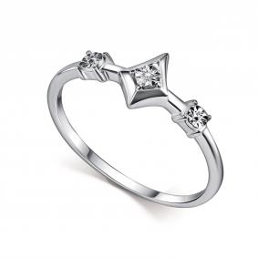 Серебряное кольцо АЛЬКОР 01-5925/000Б-00 с бриллиантом 01-5925/000Б-00 фото